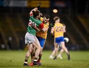 26 October 2024; Padraig O'Hora of Ballina Stephenites and Kevin McLoughlin of Knockmore tussle off the ball, as Knockmore go on the attack, during the Mayo County Senior Club Football Championship final match between Ballina Stephenites and Knockmore at Hastings Insurance MacHale Park in Castlebar, Mayo. Photo by Piaras Ó Mídheach/Sportsfile