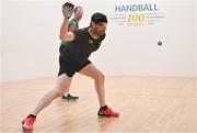 27 October 2024; David Stanners of St. Martin's, Wexford, in action against Joe McCann of Ballaghaderreen, Mayo, in the Men's 40+ quarter final during day two of the O'Neills.com World 4-Wall Championships at Croke Park in Dublin. Photo by Stephen Marken/Sportsfile