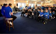 26 October 2024; Q&A with Leinster players Garry Ringrose, Jack Conan and Joe McCarthy in the fanzone before the United Rugby Championship match between Leinster and Emirates Lions at the Aviva Stadium in Dublin. Photo by Seb Daly/Sportsfile