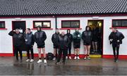 27 October 2024; Glen players and management wait outside the dressingroom before the Derry County Senior Club Football Championship final match between Glen and Newbridge at Celtic Park in Derry. Photo by Oliver McVeigh/Sportsfile