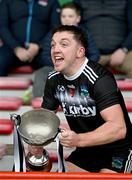 27 October 2024; Brian Hurley of Newcastle West lifts the cup the Limerick County Premier Intermediate Hurling Championship final match between Garryspillane and Newcastle West at TUS Gaelic Grounds in Limerick. Photo by Ray McManus/Sportsfile