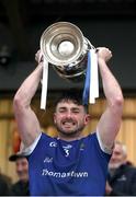 27 October 2024; Thomastown captain Jay Burke lifts the cup after the Kilkenny County Senior Club Hurling Championship final match between O’Loughlin Gaels and Thomastown at UPMC Nowlan Park in Kilkenny. Photo by Michael P Ryan/Sportsfile