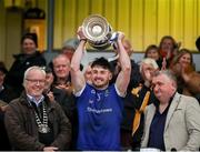 27 October 2024; Thomastown captain Jay Burke lifts the cup after the Kilkenny County Senior Club Hurling Championship final match between O’Loughlin Gaels and Thomastown at UPMC Nowlan Park in Kilkenny. Photo by Michael P Ryan/Sportsfile