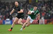 27 October 2024; Conor Doherty of Newbridge in action against Conor Glass of Glen during the Derry County Senior Club Football Championship final match between Glen and Newbridge at Celtic Park in Derry. Photo by Oliver McVeigh/Sportsfile