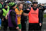 27 October 2024; Gary Sice of Corofin is congratulated by manager Kevin Johnson during the Galway County Senior Club Football Championship final match between Moycullen and Corofin at Tuam Stadium in Galway. Photo by Ray Ryan/Sportsfile