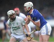 27 October 2024; Eddie Donnelly of Thomastown in action against Owen Wall of O’Loughlin Gaels during the Kilkenny County Senior Club Hurling Championship final match between O’Loughlin Gaels and Thomastown at UPMC Nowlan Park in Kilkenny. Photo by Michael P Ryan/Sportsfile