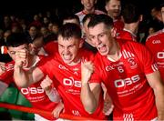 27 October 2024; Cian O'Donovan, 4, and Barry Murphy of Doon celebrate after the Limerick County Senior Club Hurling Championship final match between Na Piarsaigh and Doon at TUS Gaelic Grounds in Limerick. Photo by Ray McManus/Sportsfile