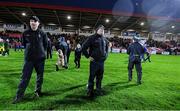 27 October 2024; A stunned Glen manager Malachy O'Rourke, middle, out on the pitch after the Derry County Senior Club Football Championship final match between Glen and Newbridge at Celtic Park in Derry. Photo by Oliver McVeigh/Sportsfile