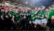 27 October 2024; Newbridge players celebrate after the Derry County Senior Club Football Championship final match between Glen and Newbridge at Celtic Park in Derry. Photo by Oliver McVeigh/Sportsfile