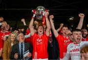 27 October 2024; Darragh O'Donovan of Doon lifts the John Daly Cup  the Limerick County Senior Club Hurling Championship final match between Na Piarsaigh and Doon at TUS Gaelic Grounds in Limerick. Photo by Ray McManus/Sportsfile