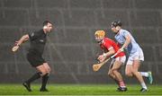 27 October 2024; Referee John O'Halloran throws in the sliotar between Adam English of Doon and Conor Boylan of Na Piarsaigh to start the Limerick County Senior Club Hurling Championship final match between Na Piarsaigh and Doon at TUS Gaelic Grounds in Limerick. Photo by Ray McManus/Sportsfile
