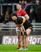 27 October 2024; Tony Brosnan of Dr Crokes, left, and Tom O'Sullivan of Dingle during the Kerry County Senior Club Football Championship final match between Dingle and Dr Crokes at Austin Stack Park in Tralee, Kerry. Photo by Brendan Moran/Sportsfile