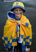 28 October 2024; Nine year old Sixmilebridge supporter Barry Quinn before the Clare County Senior Club Hurling Championship final match between Sixmilebridge and Feakle at Cusack Park in Clare. Photo by Ray McManus/Sportsfile