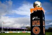 28 October 2024; A general view of the match ball before the SSE Airtricity Men's First Division Play-Off semi-final second leg match between Wexford and Athlone Town at Ferrycarrig Park in Wexford. Photo by Shauna Clinton/Sportsfile