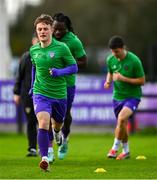 28 October 2024; Kaylem Harnett of Wexford warms up before the SSE Airtricity Men's First Division Play-Off semi-final second leg match between Wexford and Athlone Town at Ferrycarrig Park in Wexford. Photo by Shauna Clinton/Sportsfile