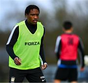 28 October 2024; Jamar Campion-Hinds of Athlone Town warms up before the SSE Airtricity Men's First Division Play-Off semi-final second leg match between Wexford and Athlone Town at Ferrycarrig Park in Wexford. Photo by Shauna Clinton/Sportsfile