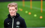 28 October 2024; Head coach Eileen Gleeson during a Republic of Ireland women press conference at Tallaght Stadium in Dublin. Photo by Stephen McCarthy/Sportsfile