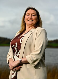 28 October 2024; Leinster LGFA President Trina Murphy poses for a portrait at the AIB Leinster LGFA Club Finals’ Captains’ Day at Wineport Lodge in Westmeath. Photo by Tyler Miller/Sportsfile