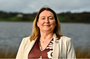 28 October 2024; Leinster LGFA President Trina Murphy poses for a portrait at the AIB Leinster LGFA Club Finals’ Captains’ Day at Wineport Lodge in Westmeath. Photo by Tyler Miller/Sportsfile