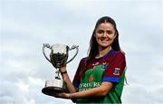 28 October 2024; Eva Fitzpatrick of Goldsmiths poses for a portrait at the AIB Leinster LGFA Club Finals’ Captains’ Day at Wineport Lodge in Westmeath. Photo by Tyler Miller/Sportsfile