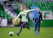 28 October 2024; Amber Barrett during a Republic of Ireland women's training session at Tallaght Stadium in Dublin. Photo by Stephen McCarthy/Sportsfile