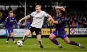 28 October 2024; Aaron Connolly of Athlone Town in action against Aaron Dobbs of Wexford during the SSE Airtricity Men's First Division Play-Off semi-final second leg match between Wexford and Athlone Town at Ferrycarrig Park in Wexford. Photo by Shauna Clinton/Sportsfile