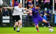 28 October 2024; Darragh Levingston of Wexford in action against Aaron Connolly of Athlone Town during the SSE Airtricity Men's First Division Play-Off semi-final second leg match between Wexford and Athlone Town at Ferrycarrig Park in Wexford. Photo by Shauna Clinton/Sportsfile