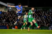28 October 2024; Mikey Raggett of UCD in action against Kilian Cantwell of Bray Wanderers during the SSE Airtricity Men's First Division play-off semi-final second leg match between UCD and Bray Wanderers at UCD Bowl in Dublin. Photo by Stephen McCarthy/Sportsfile