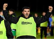 28 October 2024; Guillermo Almirall of Bray Wanderers celebrates after the SSE Airtricity Men's First Division play-off semi-final second leg match between UCD and Bray Wanderers at UCD Bowl in Dublin. Photo by Stephen McCarthy/Sportsfile