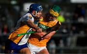 28 October 2024; Brian Corry of Sixmilebridge is tackled by Eoghan Daly of Feakle during the Clare County Senior Club Hurling Championship final match between Sixmilebridge and Feakle at Cusack Park in Clare. Photo by Ray McManus/Sportsfile