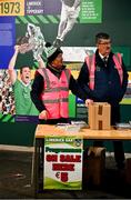 27 October 2024; Programme sellers Ger Reddan, left, and former Limerick County Board Chairman, John Cregan, during the Limerick County Premier Intermediate Hurling Championship final match between Garryspillane and Newcastle West at TUS Gaelic Grounds in Limerick. Photo by Ray McManus/Sportsfile