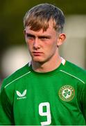 29 October 2024; Michael Noonan of Republic of Ireland before the UEFA U17 European Championships Round 1 Qualifier match between Republic of Ireland and Lithuania at Inver Park in Larne, Antrim. Photo by Ramsey Cardy/Sportsfile
