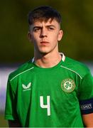 29 October 2024; Oisin McDonagh of Republic of Ireland before the UEFA U17 European Championships Round 1 Qualifier match between Republic of Ireland and Lithuania at Inver Park in Larne, Antrim. Photo by Ramsey Cardy/Sportsfile