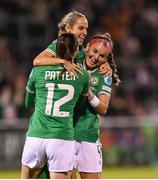 29 October 2024; Julie-Ann Russell of Republic of Ireland celebrates with teammates Anna Patten and Caitlin Hayes after scoring their side's first goal during the UEFA Women's EURO 2025 Play-Off Round 1 second leg match between Republic of Ireland and Georgia at Tallaght Stadium in Dublin. Photo by Stephen McCarthy/Sportsfile
