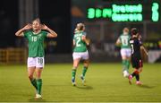 29 October 2024; Kyra Carusa of Republic of Ireland celebrates after scoring her side's second goal during the UEFA Women's EURO 2025 Play-Off Round 1 second leg match between Republic of Ireland and Georgia at Tallaght Stadium in Dublin. Photo by Stephen McCarthy/Sportsfile