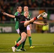 29 October 2024; Natia Danelia of Georgia in action against Abbie Larkin of Republic of Ireland during the UEFA Women's EURO 2025 Play-Off Round 1 second leg match between Republic of Ireland and Georgia at Tallaght Stadium in Dublin. Photo by Stephen McCarthy/Sportsfile