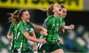 29 October 2024; Lauren Wade of Northern Ireland celebrates after scoring her side's first goal during the UEFA Women's EURO 2025 Play-Off Round 1 Second Leg match between Northern Ireland and Croatia at the National Football Stadium in Windsor Park, Belfast. Photo by Ramsey Cardy/Sportsfile