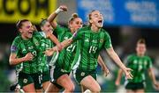 29 October 2024; Lauren Wade of Northern Ireland celebrates after scoring her side's first goal during the UEFA Women's EURO 2025 Play-Off Round 1 Second Leg match between Northern Ireland and Croatia at the National Football Stadium in Windsor Park, Belfast. Photo by Ramsey Cardy/Sportsfile