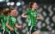 29 October 2024; Lauren Wade of Northern Ireland celebrates after scoring her side's first goal during the UEFA Women's EURO 2025 Play-Off Round 1 Second Leg match between Northern Ireland and Croatia at the National Football Stadium in Windsor Park, Belfast. Photo by Ramsey Cardy/Sportsfile