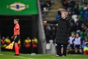 29 October 2024; Northern Ireland manager Tanya Oxtoby during the UEFA Women's EURO 2025 Play-Off Round 1 Second Leg match between Northern Ireland and Croatia at the National Football Stadium in Windsor Park, Belfast. Photo by Ramsey Cardy/Sportsfile