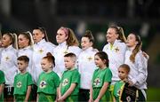 29 October 2024; Northern Ireland captain Simone Magill and teammates before the UEFA Women's EURO 2025 Play-Off Round 1 Second Leg match between Northern Ireland and Croatia at the National Football Stadium in Windsor Park, Belfast. Photo by Ramsey Cardy/Sportsfile