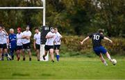 30 October 2024; Nicky Sheridan of Metro takes a conversion during the BearingPoint Shane Horgan Cup Round 2 match between Metro and Midlands at Cill Dara RFC in Kildare. Photo by Piaras Ó Mídheach/Sportsfile