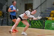 30 October 2024; Niamh Heffernan of Claregalway, Galway, in action against Cuileann Burke of Belcarra, Mayo, in the Open Ladies round of 16 during day five of the O'Neills.com World 4-Wall Championships at Croke Park in Dublin. Photo by Stephen Marken/Sportsfile