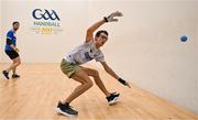 30 October 2024; Ray Ure of USA in action against Diarmuid Nash of Tuamgraney, Clare, in the Open Men's round of 16 during day five of the O'Neills.com World 4-Wall Championships at Croke Park in Dublin. Photo by Stephen Marken/Sportsfile