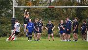 30 October 2024; Channing Dafel of Midlands takes a kick during the BearingPoint Shane Horgan Cup Round 2 match between Metro and Midlands at Cill Dara RFC in Kildare. Photo by Piaras Ó Mídheach/Sportsfile