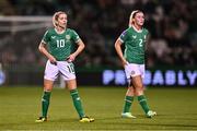 29 October 2024; Denise O'Sullivan, left, and Jessie Stapleton of Republic of Ireland during the UEFA Women's EURO 2025 Play-Off Round 1 second leg match between Republic of Ireland and Georgia at Tallaght Stadium in Dublin. Photo by Ben McShane/Sportsfile