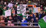 29 October 2024; Republic of Ireland supporters before the UEFA Women's EURO 2025 Play-Off Round 1 second leg match between Republic of Ireland and Georgia at Tallaght Stadium in Dublin. Photo by Ben McShane/Sportsfile
