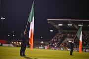 29 October 2024; Flagbearers before the UEFA Women's EURO 2025 Play-Off Round 1 second leg match between Republic of Ireland and Georgia at Tallaght Stadium in Dublin. Photo by Ben McShane/Sportsfile