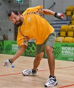 1 November 2024; Luis 'Lucho' Cordova of Juarez, Mexico, in action in the Open Men's doubles quarter final during day seven of the O'Neills.com World 4-Wall Championships at Croke Park in Dublin. Photo by Stephen Marken/Sportsfile