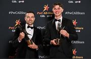1 November 2024; Armagh and Maghery footballers Aidan Forker, left, and Ben Crealey with their PwC GAA/GPA All-Star Awards during the 2024 PwC GAA/GPA All-Star Awards at the RDS in Dublin. Photo by Sam Barnes/Sportsfile